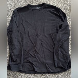 AE Long Sleeve Waffle Thermal T-Shirt Mens M Black Super Soft Standard Fit